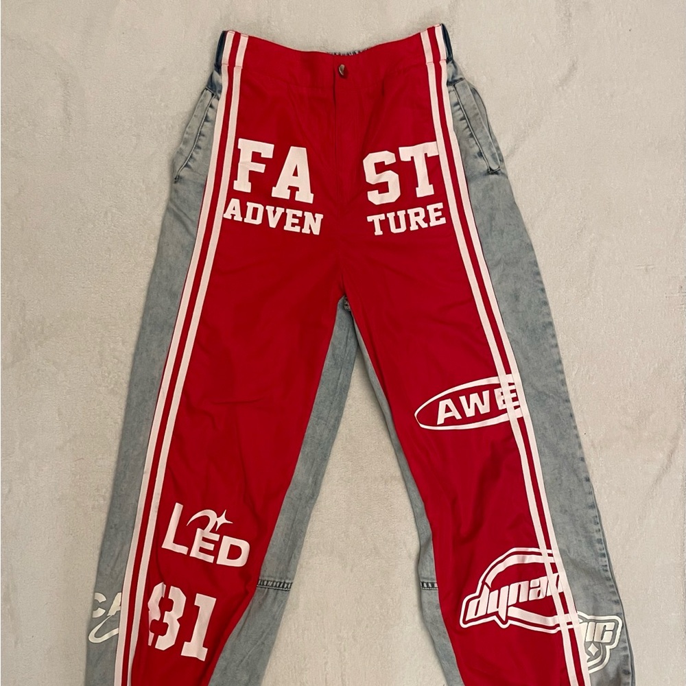 Red and Gray Graphic Women's Pants